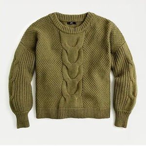 J. Crew balloon sleeve cable knit sweater